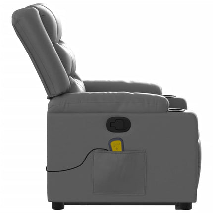 Massagefåtölj med uppresningshjälp Grå konstläder