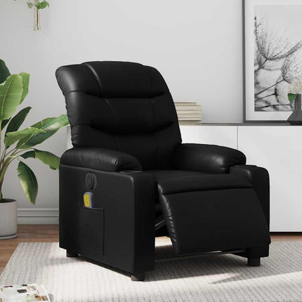 Elektrisk massagefåtölj svart konstläder