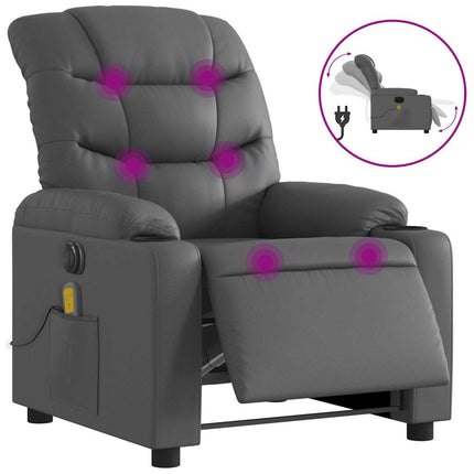 Elektrisk massagefåtölj grå konstläder