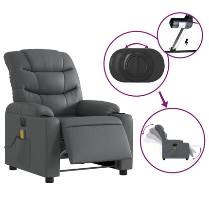 Elektrisk massagefåtölj grå konstläder