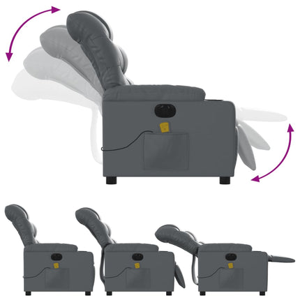 Elektrisk massagefåtölj grå konstläder