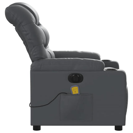 Elektrisk massagefåtölj grå konstläder
