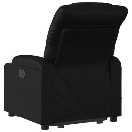 Massagefåtölj med uppresningshjälp svart konstläder
