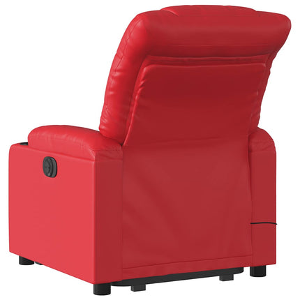 Massagefåtölj med uppresningshjälp röd konstläder