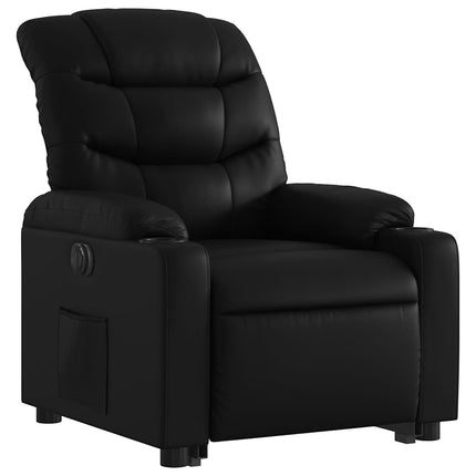 Reclinerfåtölj med uppresningshjälp svart konstläder