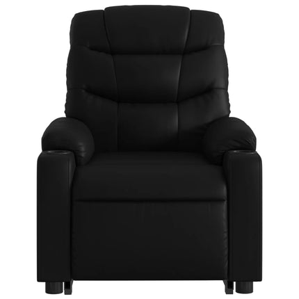 Massagefåtölj med uppresningshjälp svart konstläder