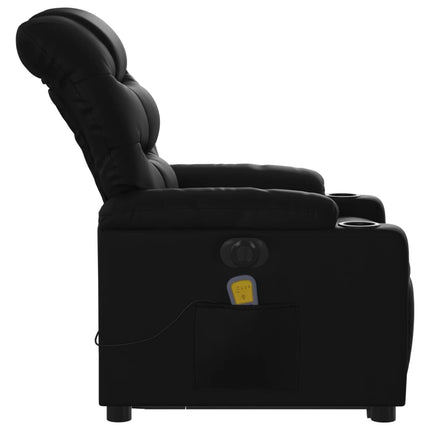 Massagefåtölj med uppresningshjälp svart konstläder