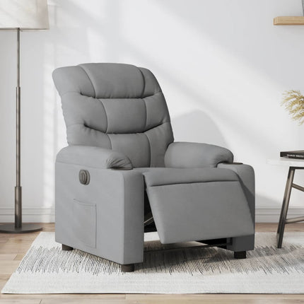 Elektrisk reclinerfåtölj ljusgrå tyg