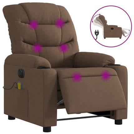 Elektrisk massagefåtölj brun tyg
