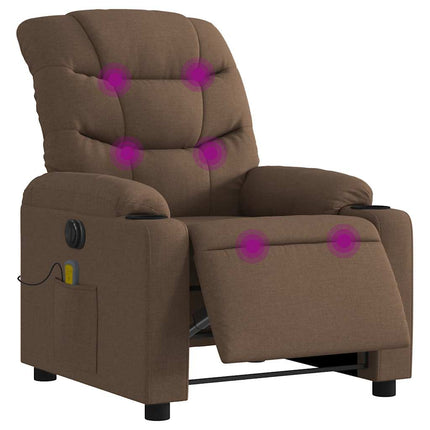 Elektrisk massagefåtölj brun tyg