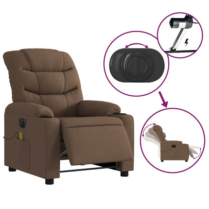 Elektrisk massagefåtölj brun tyg