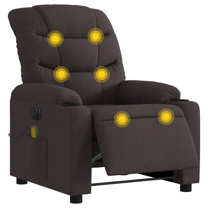 Elektrisk massagefåtölj mörkbrun tyg