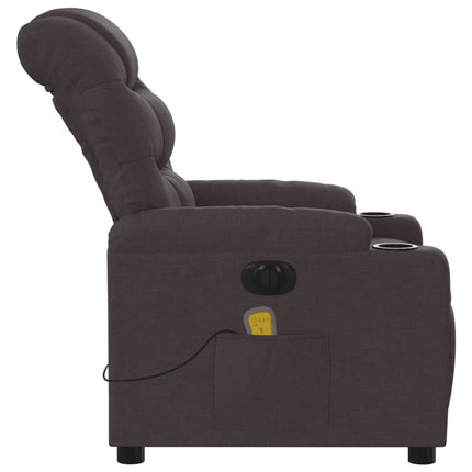 Elektrisk massagefåtölj mörkbrun tyg