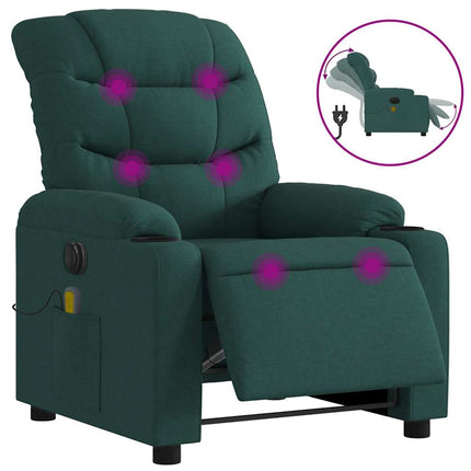 Elektrisk massagefåtölj mörkgrön tyg