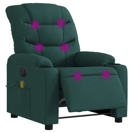Elektrisk massagefåtölj mörkgrön tyg