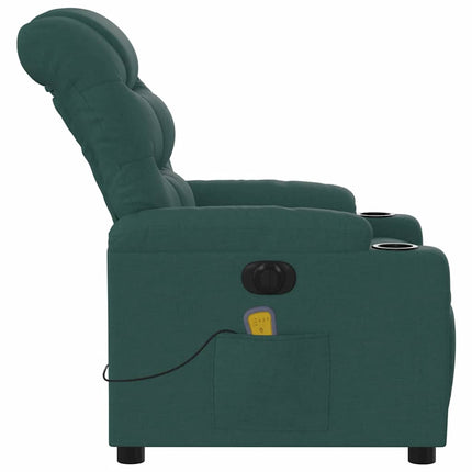 Elektrisk massagefåtölj mörkgrön tyg