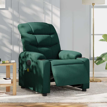 Elektrisk massagefåtölj mörkgrön tyg