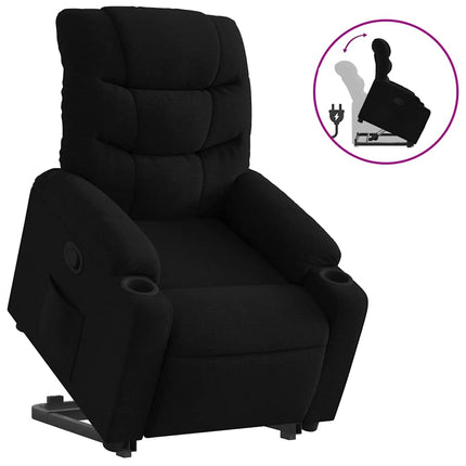 Reclinerfåtölj med uppresningshjälp svart tyg