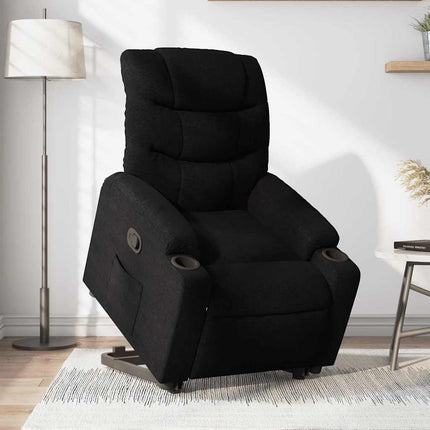 Reclinerfåtölj med uppresningshjälp svart tyg