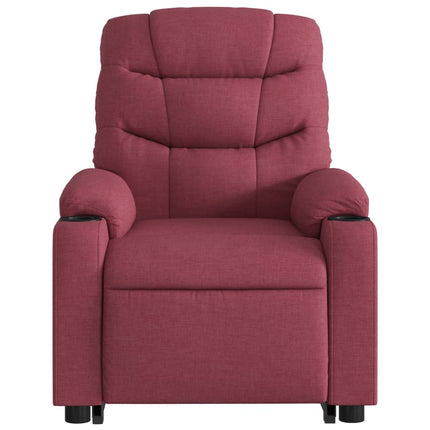 Reclinerfåtölj med uppresningshjälp vinröd tyg