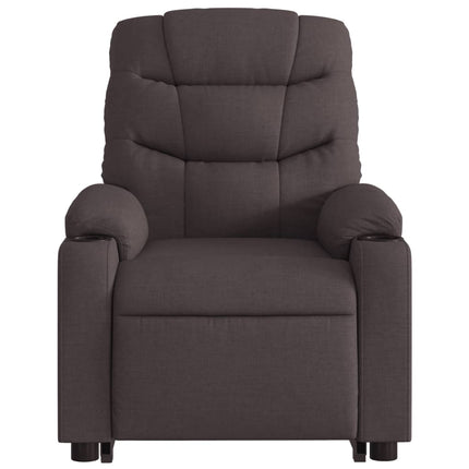 Reclinerfåtölj med uppresningshjälp mörkbrun tyg