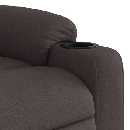 Reclinerfåtölj med uppresningshjälp mörkbrun tyg