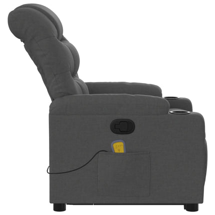 Massagefåtölj med uppresningshjälp mörkgrå tyg