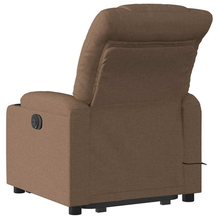 Massagefåtölj med uppresningshjälp brun tyg