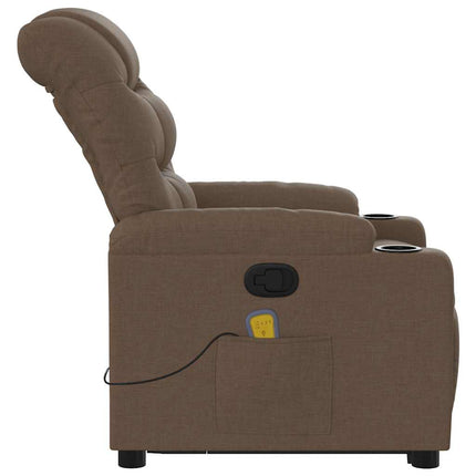 Massagefåtölj med uppresningshjälp brun tyg