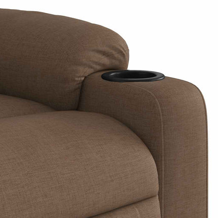 Massagefåtölj med uppresningshjälp brun tyg