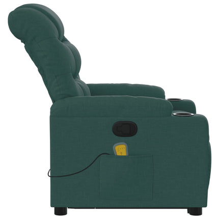 Massagefåtölj med uppresningshjälp mörkgrön tyg
