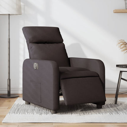 Elektrisk reclinerfåtölj mörkbrun tyg