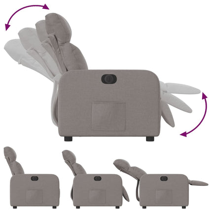 Elektrisk reclinerfåtölj taupe tyg