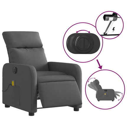 Elektrisk massagefåtölj mörkgrå tyg