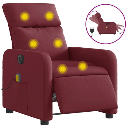 Elektrisk massagefåtölj vinröd tyg