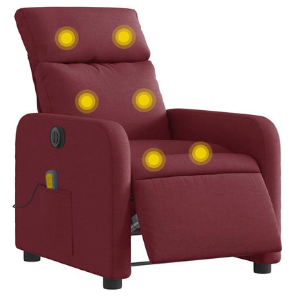 Elektrisk massagefåtölj vinröd tyg
