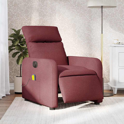 Elektrisk massagefåtölj vinröd tyg