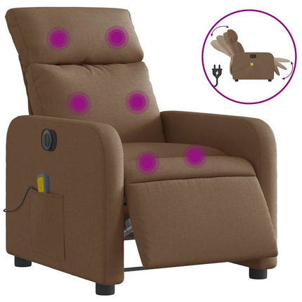 Elektrisk massagefåtölj brun tyg