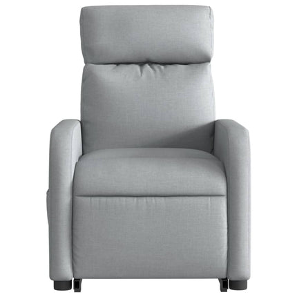 Reclinerfåtölj med uppresningshjälp ljusgrå tyg