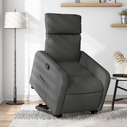 Reclinerfåtölj med uppresningshjälp mörkgrå tyg