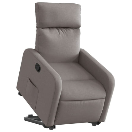 Reclinerfåtölj med uppresningshjälp taupe tyg