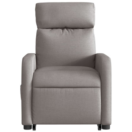Reclinerfåtölj med uppresningshjälp taupe tyg