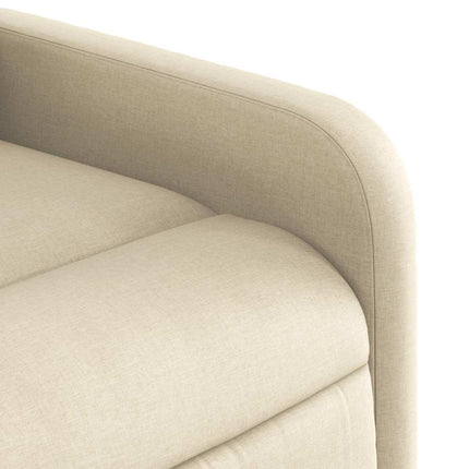 Reclinerfåtölj med uppresningshjälp gräddvit tyg