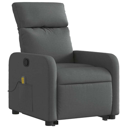 Massagefåtölj med uppresningshjälp mörkgrå tyg
