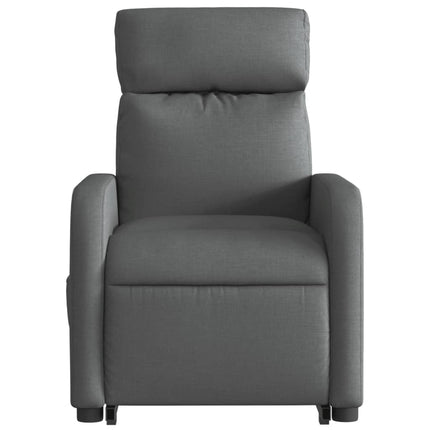 Massagefåtölj med uppresningshjälp mörkgrå tyg