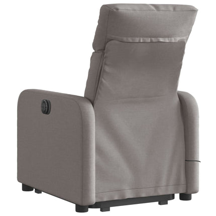 Massagefåtölj med uppresningshjälp taupe tyg