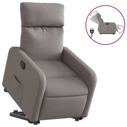 Elektrisk reclinerfåtölj med uppresningshjälp taupe tyg