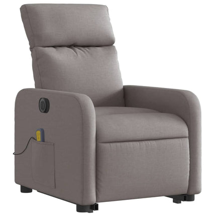 Elektrisk massagefåtölj med uppresningshjälp taupe tyg