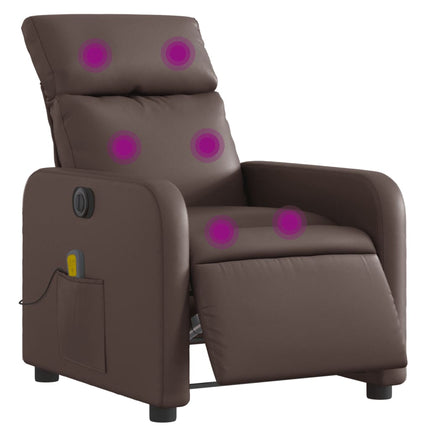 Elektrisk massagefåtölj brun konstläder