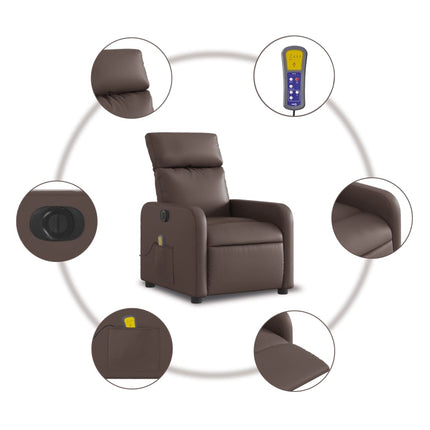 Elektrisk massagefåtölj brun konstläder